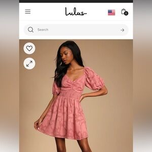 New with tags: Lulus Mauve Floral Burnout Puff Sleeve Mini Dress size XL